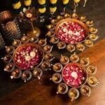 ZEN IMPEX Premium Set of 3 Diya Shape Flower Decorative Urli Bowl for Home Handcrafted Bowl for Floating Flowers and Tea Light Candles Home,Office and Table Decor| Diwali Decoration Items for Home