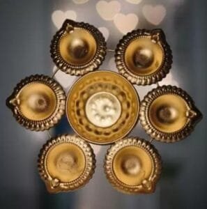 Diya Round Shape Flower Decorative Urli Bowl
