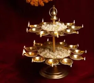ZEN IMPEX Lotus Urli Bowl, Diwali Decorative Round Diya Shape Urli Bowl for Home Beautiful Handcrafted Bowl Tea Light Candles Home,Office Special for Diwali Gift. (2 Layer, Lotus Urli Bowl)
