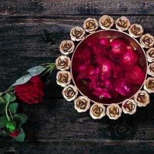 Handcrafted Round Floating Floral Candles Bowl