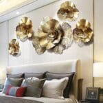ZEN IMPEX Metal Wall Art Iron Set of 5 PCS Wall Hanging Home Decoration Perfect for Living Room/Hotel/Restaurant/Bedroom (Color :Golden) (Size: 60 X 26 INCH)