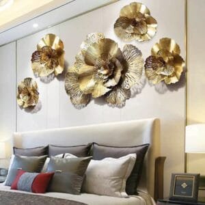 ZEN IMPEX Metal Wall Art Iron Set of 5 PCS Wall Hanging Home Decoration Perfect for Living Room/Hotel/Restaurant/Bedroom (Color :Golden) (Size: 60 X 26 INCH)