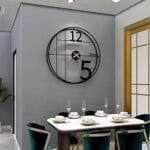 ZEN IMPEX Premium 24inch Metal WallZEN IMPEX Clock Decorative Iron Metal Hanging Wall Clock for Home/Living Room/Bedroom/Hall/Dining Hall [24inch] (Black)