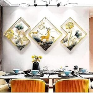 ZEN IMPEX PREMIUM Metal Deer Frame Design Wall Art [Size 60x24 inch, Multicolour Finish]