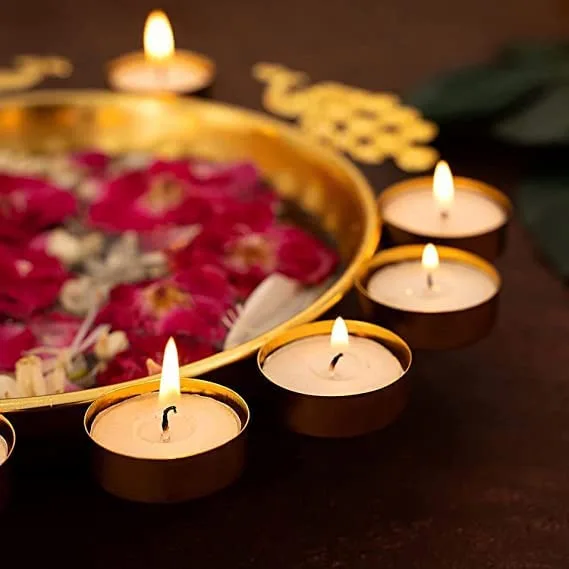 ZEN IMPEX Handcrafted Urli Bowls for Home Decor Best Gift, Floating Water bowlPEACOCK| Tealight Candles and Diya|,Diya, Home Decor, urli (12 inches) Set of 2 - Image 5