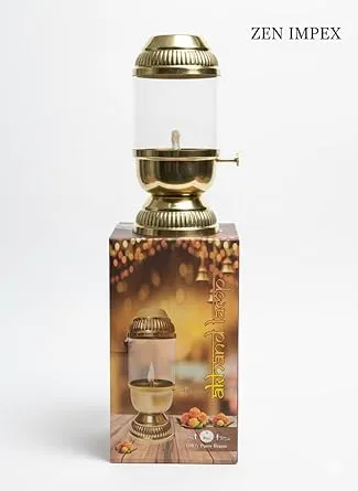 Premium Brass Akhand Jyoth with Glass Chimney for Diwali Pooja - Image 4