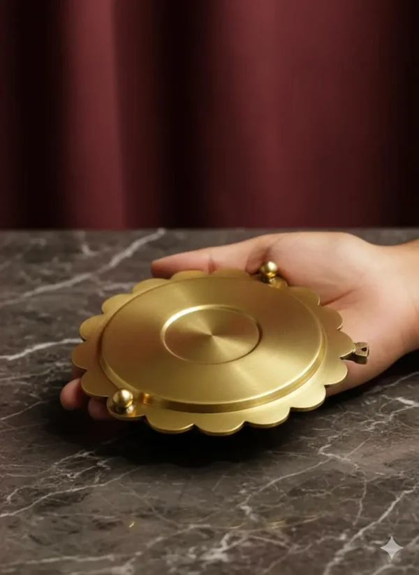 ZEN IMPEX Handicrafts -Best Quality Brass Akhand Jyoth with Glass Chimney - Diya - Deep - Golden Brass Diya with Wick Lifting Screw Lever Pooja Item for Diwali, Navratri, Home Decoration. - Image 2
