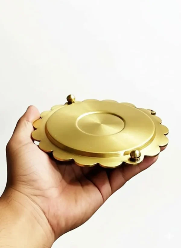 ZEN IMPEX Handicrafts -Best Quality Brass Akhand Jyoth with Glass Chimney - Diya - Deep - Golden Brass Diya with Wick Lifting Screw Lever Pooja Item for Diwali, Navratri, Home Decoration. - Image 3