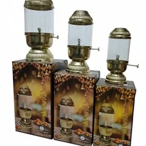 Premium Brass Akhand Jyoth with Glass Chimney for Diwali Pooja Set of 3 lamp Size no 1,2,3 Included