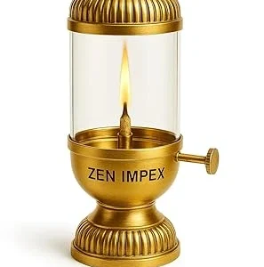 Premium Brass Akhand Jyoth with Glass Chimney for Diwali Pooja