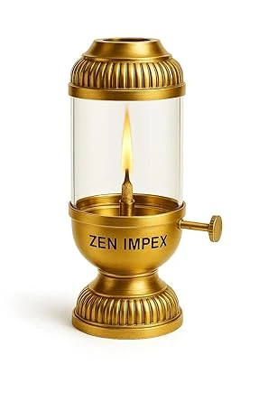 Premium Brass Akhand Jyoth with Glass Chimney for Diwali Pooja Set of 3 lamp Size no 1,2,3 Included - Image 7