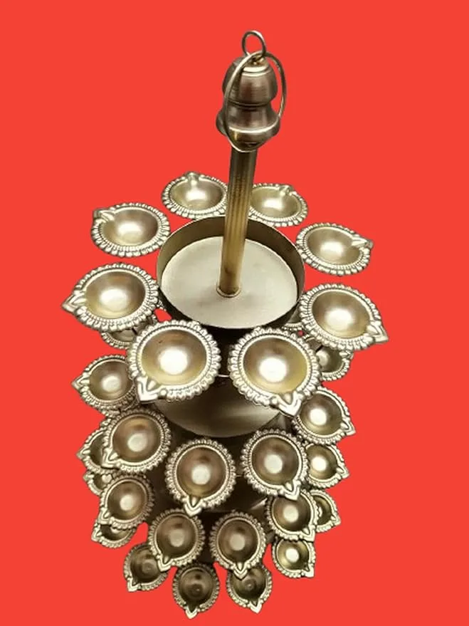 ZEN IMPEX 4 Tier Brass Urli Premium Metal Arts Metal Gold Urli Bowl with Diya. Urli Bowl for Home Decoration | Candle Stands with Diya | Diwali Showpiece Candle Holder. - Image 3