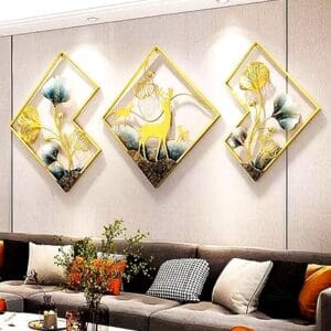 ZEN IMPEX PREMIUM Metal Deer Frame Design Wall Art [Size 60x24 inch, Multicolour Finish]